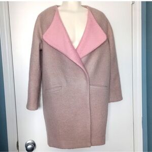 CocoBella Wool Blend Mid Length Pastel Pink Trench Coat